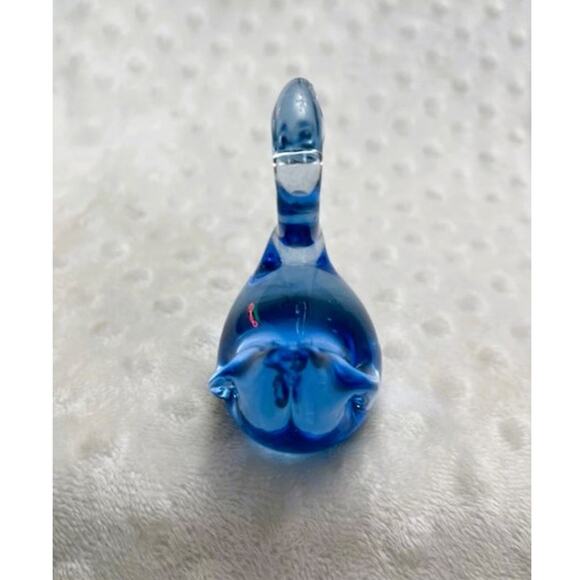 Vintage Cobalt Blue Bohemia Blown Glass Swan Paperweight/Table Decor - Picture 2 of 6